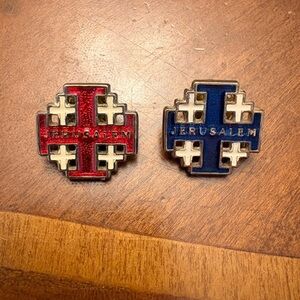 Jerusalem Cross Pins - Red & Blue